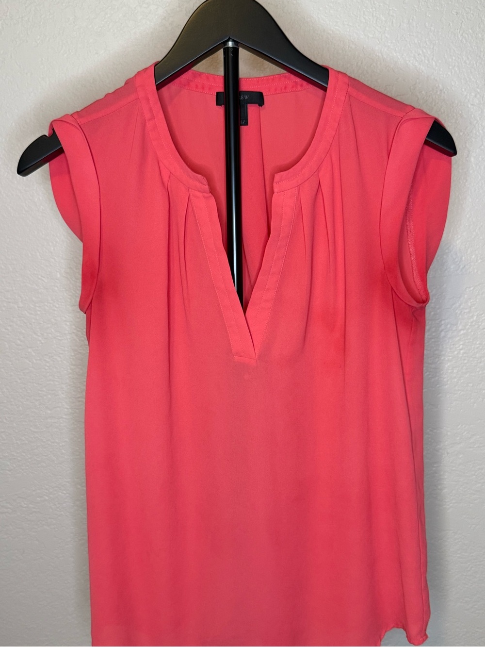 J. Crew Coral Split V-Neck Sleeveless Top
